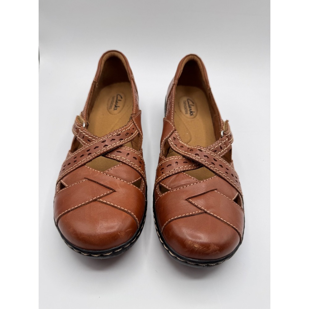 Clarks Bendables Leather Flats Comfort Casual Shoes Brown‎ Women's 7.5